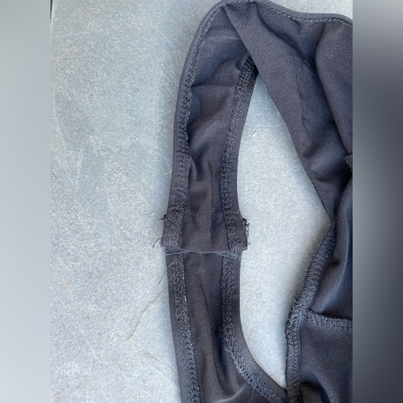 Lulus Black V neck Bodysuit Sheer Mesh Straps with Bows Sz M - Picture 4 of 4